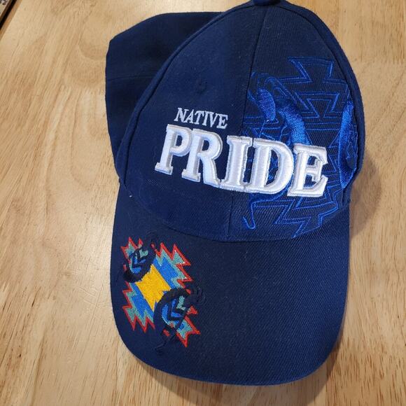 Native Pride Blue Adjustable Embroidered Baseball Hat - Picture 1 of 4